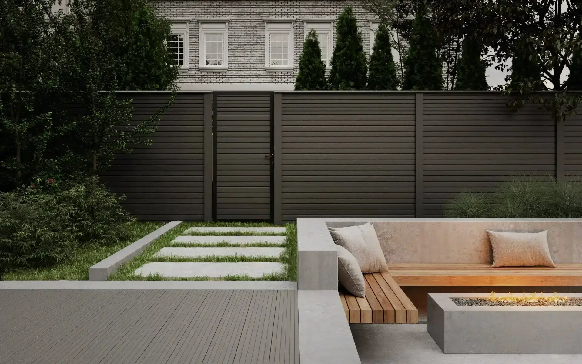 Modern charcoal fence installation